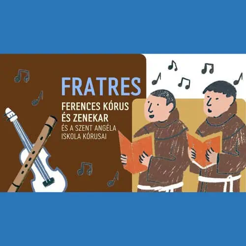 Ferences Jótékonysági koncert rajzos kép két énekéő ferencessel