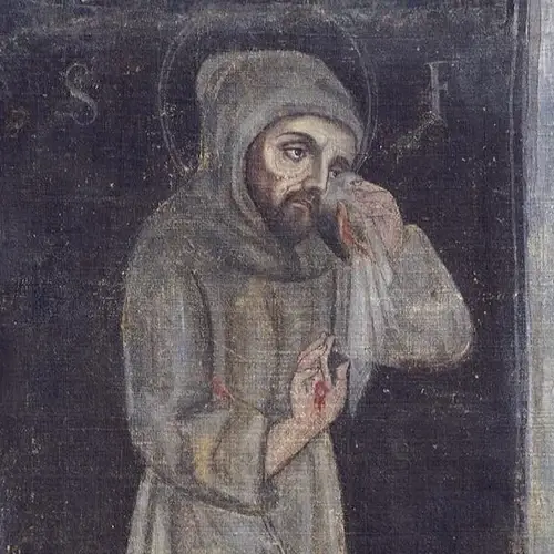 A stigmatizált Szent Ferenc sír a bánattól