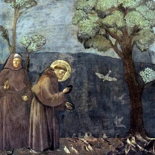 Szent Ferenc prédikál a madaraknak - Giotto festménye