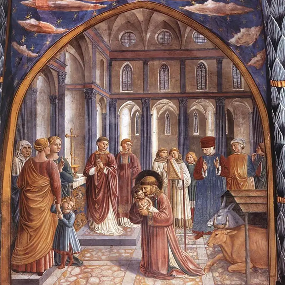 Szent Ferenc a kis Jézussal Greccióban.